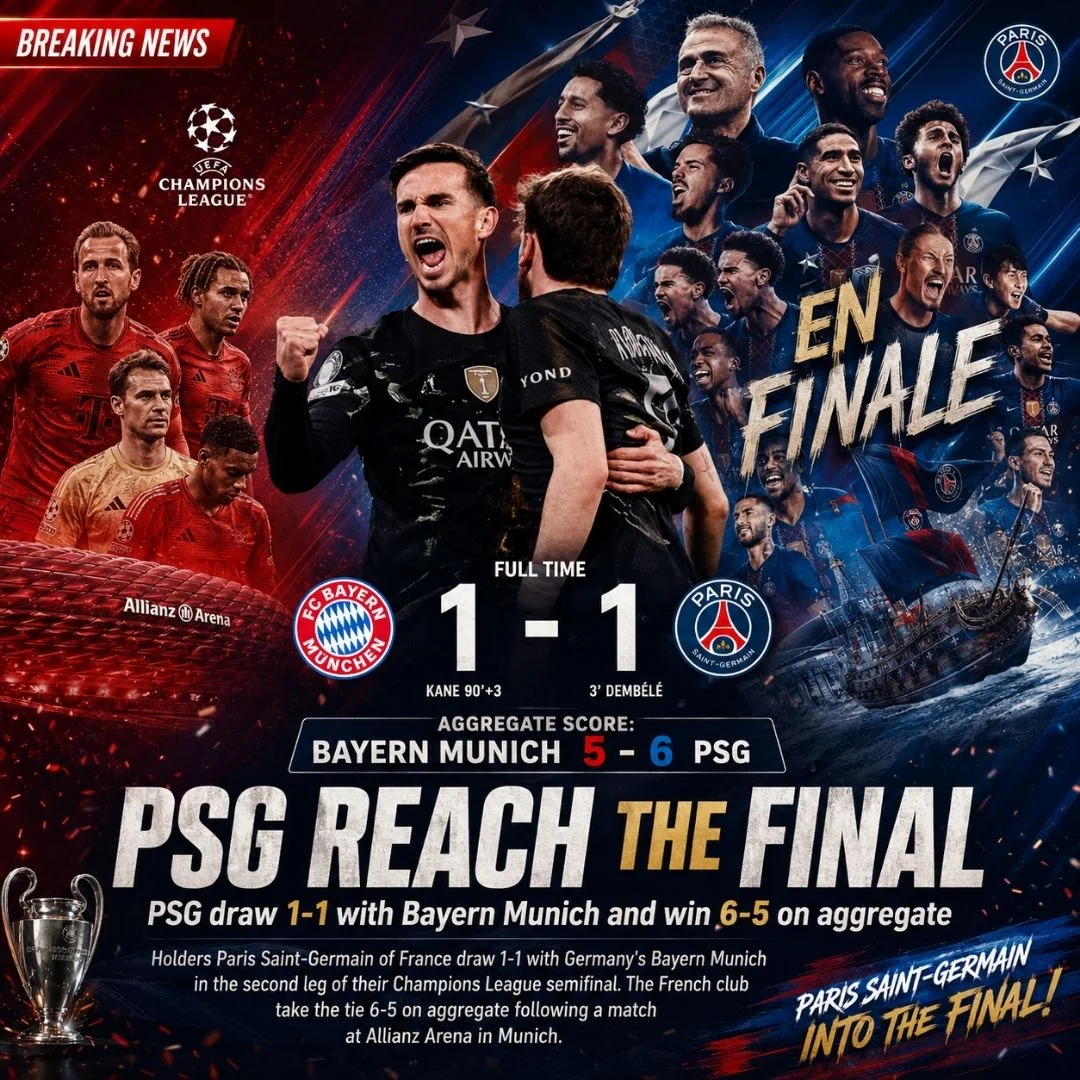 PSG 1 - 1 Bayern Munich ( 6 - 5 on agg ) : champions League 2026